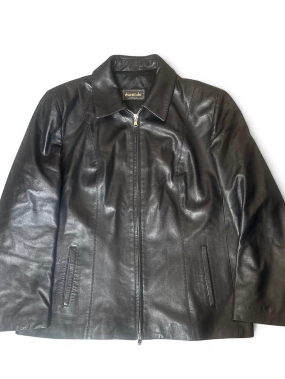 Double Zipper Black Genuine Leather Jacket Women’s XL